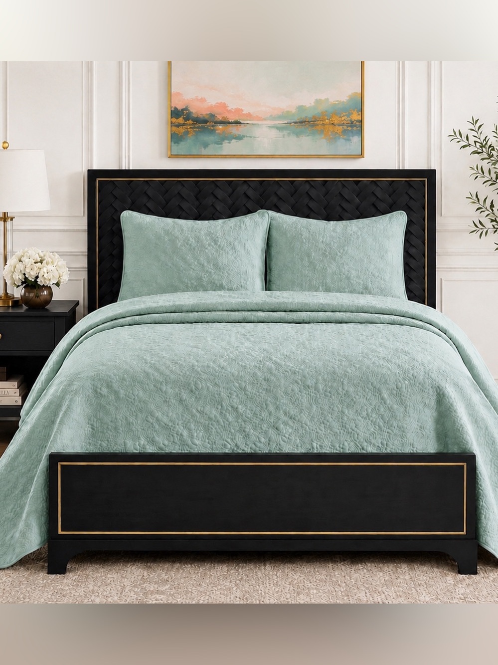 Madison Park King Seafoam Quilt Bedspread Set 3pc Reversible Bedding Shams